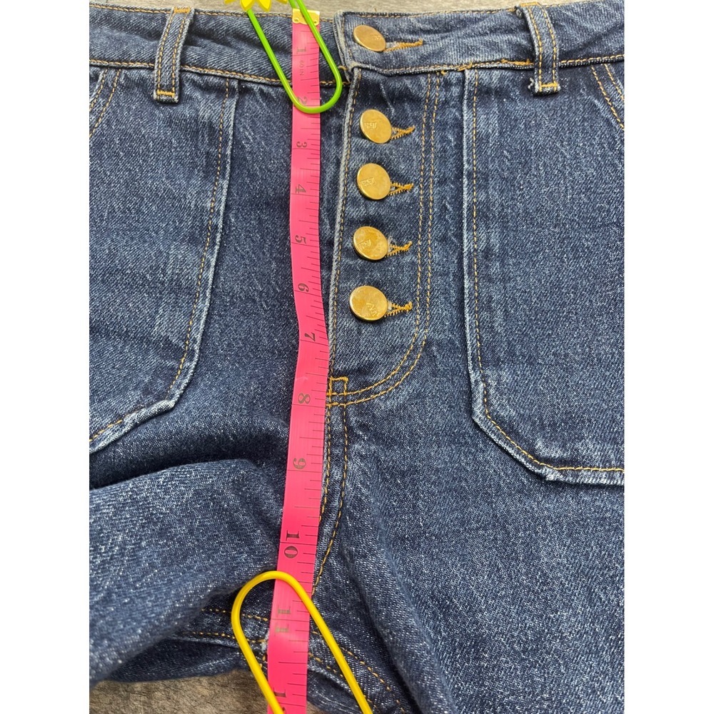 Zara Womens High Waisted Button Fly Straight Leg Patch Pocket Denim Jeans Blue - Picture 7 of 16